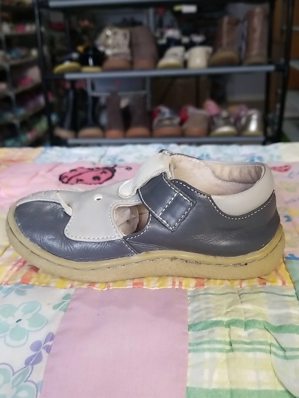 Livie & Luca Navy and Light Gray Leather Elephants Size 7